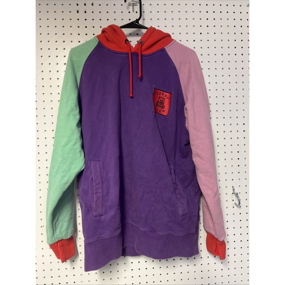 Teddy Fresh Hoodie Hooded Sweatshirt‎ Color Block Mens Medium *Read*